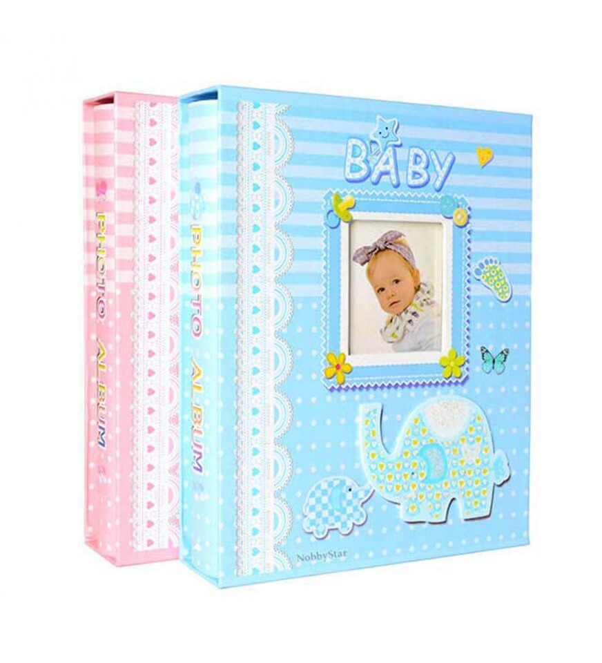 100lük Kutulu Bebek Albümü - 15X21 cm - Pembe ve Mavi