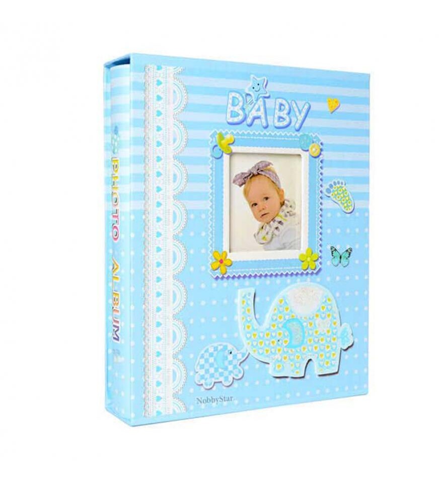 100lük Kutulu Bebek Albümü - 15X21 cm - Pembe ve Mavi