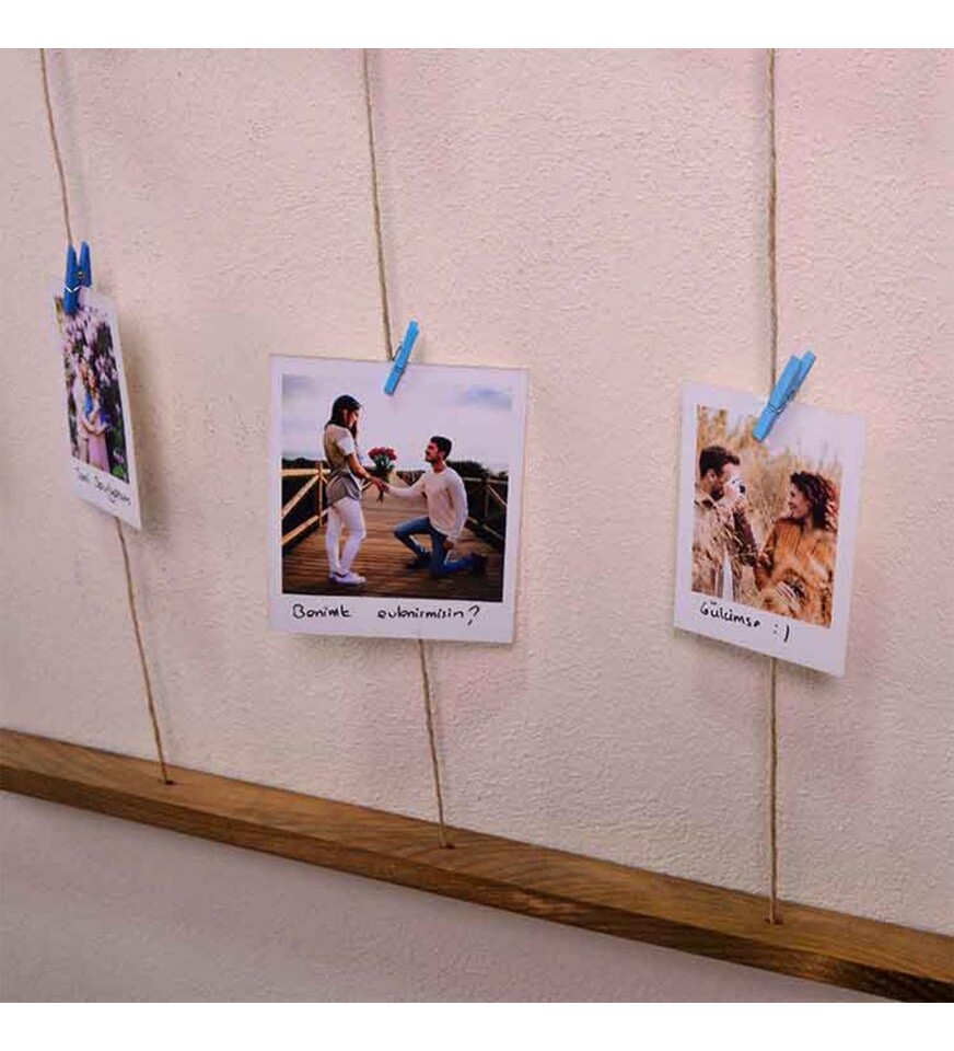 Ahşap İpli Mandallı Duvar Anı Çerçevesi 50x72