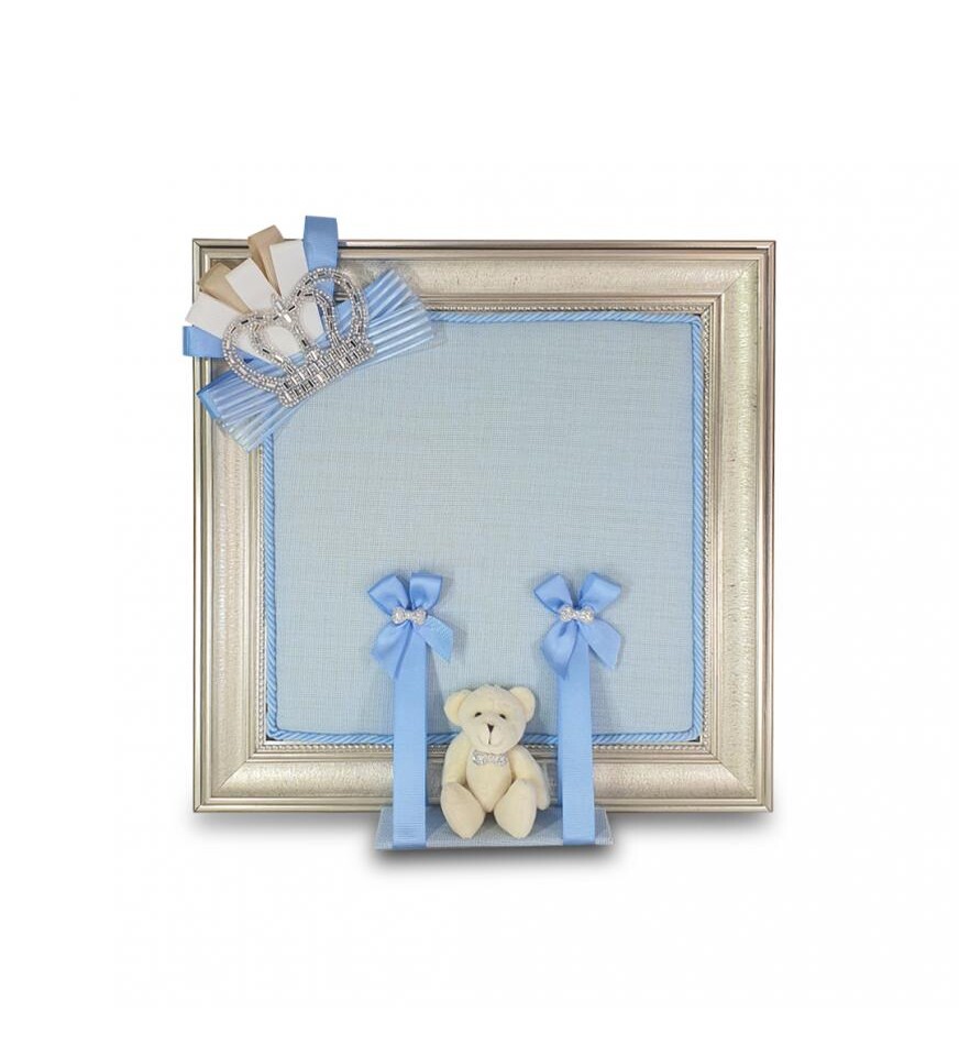 Ayıcıklı Çerçeveli Pembe ve Mavi Bebek Kapı Süsü 40x40