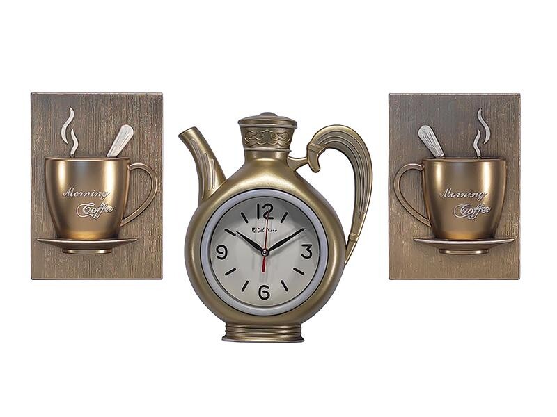 Dekoratif Duvar Saati Gold Fincan 3lü Set HK220