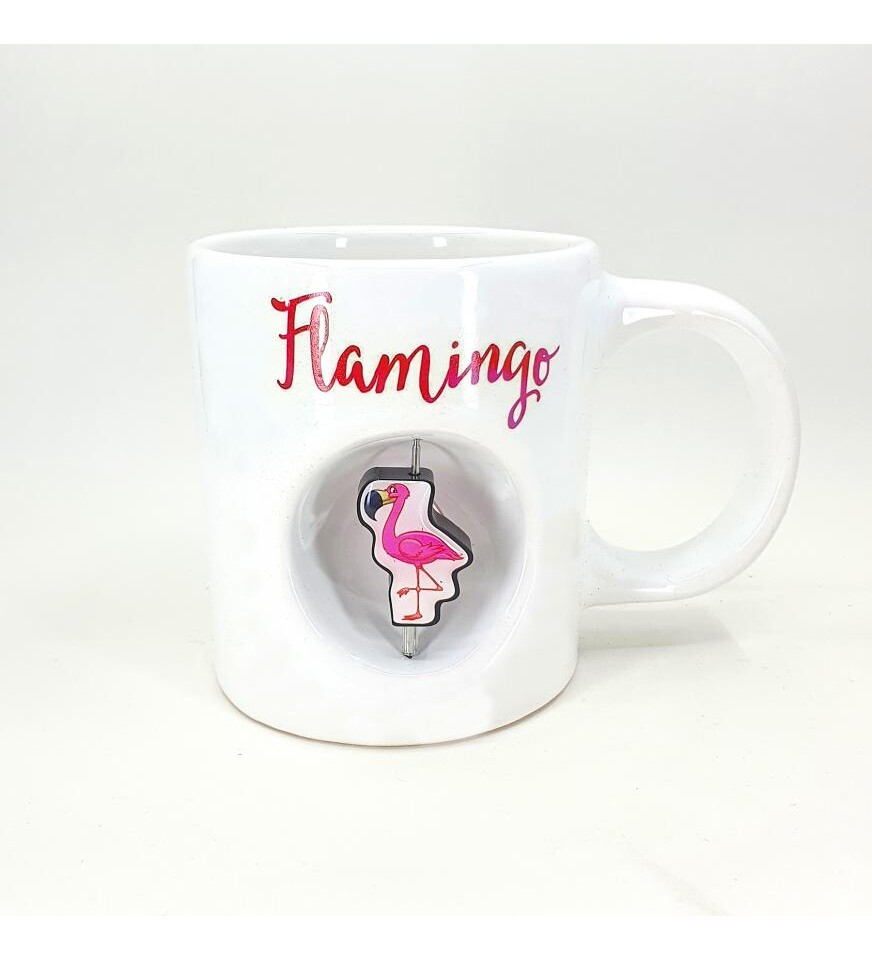 Flamingo Temalı 3D Döner Objeli Kupa Bardak