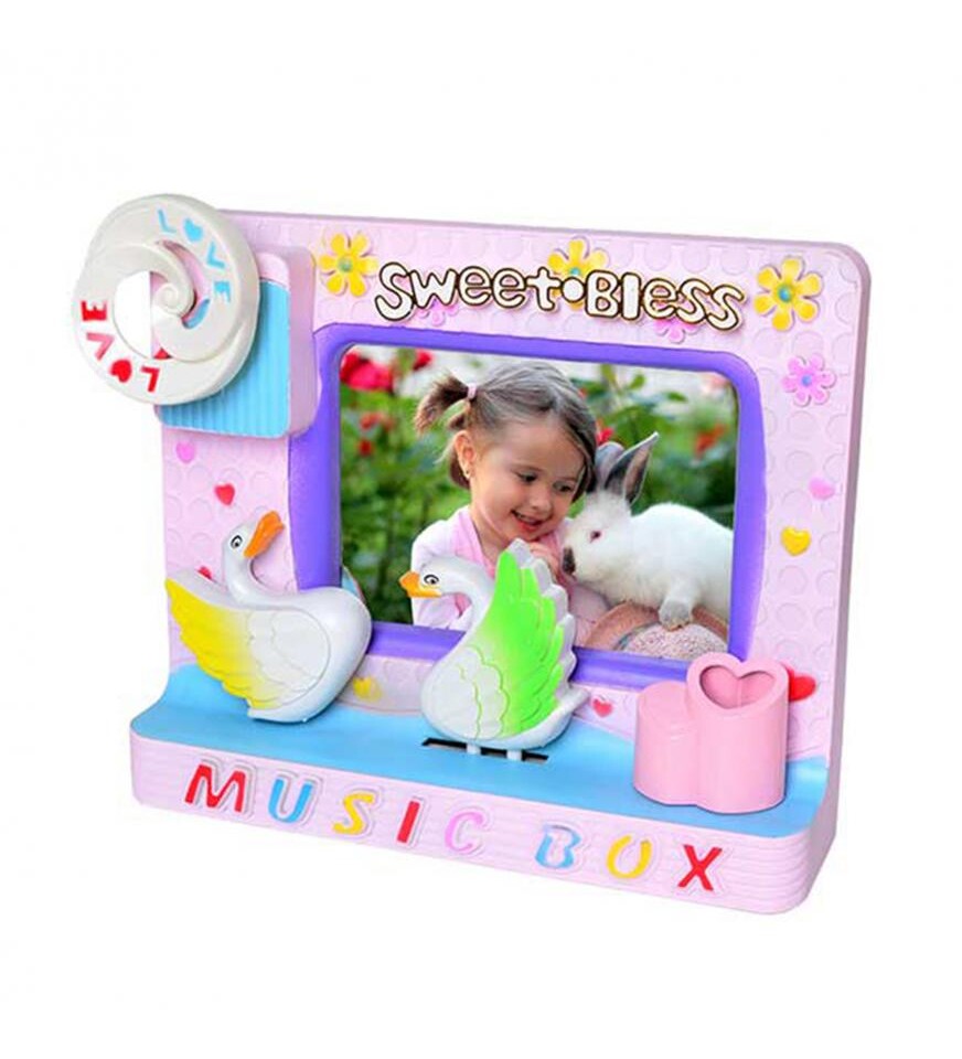 Fotoğraflı Kurmalı Kuğulu Müzik Kutusu