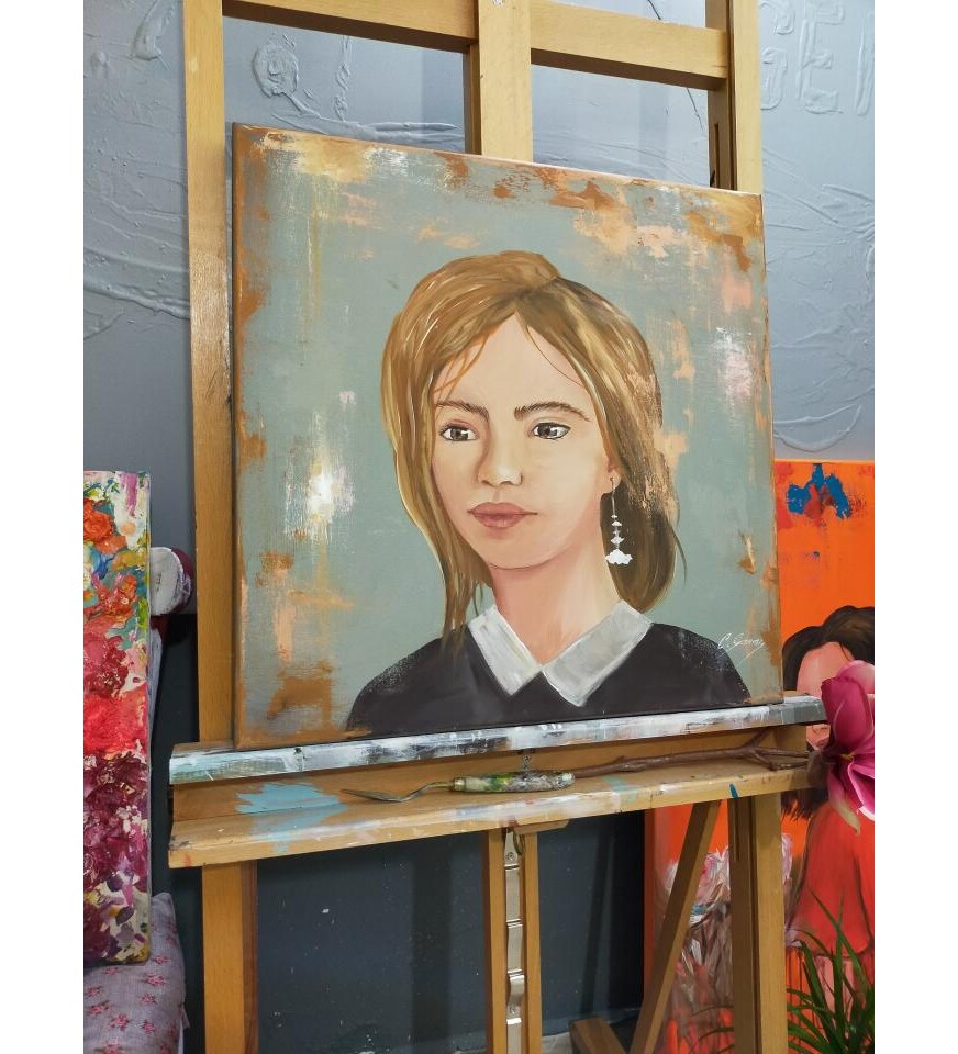 Orijinal Tablo Renkli 50x50 cm El Yapımı Tuval Tablo Hüzün