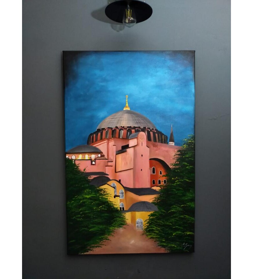 Orijinal Tablo Renkli 70x110 cm El Yapımı Tuval Tablo Akşamüstü