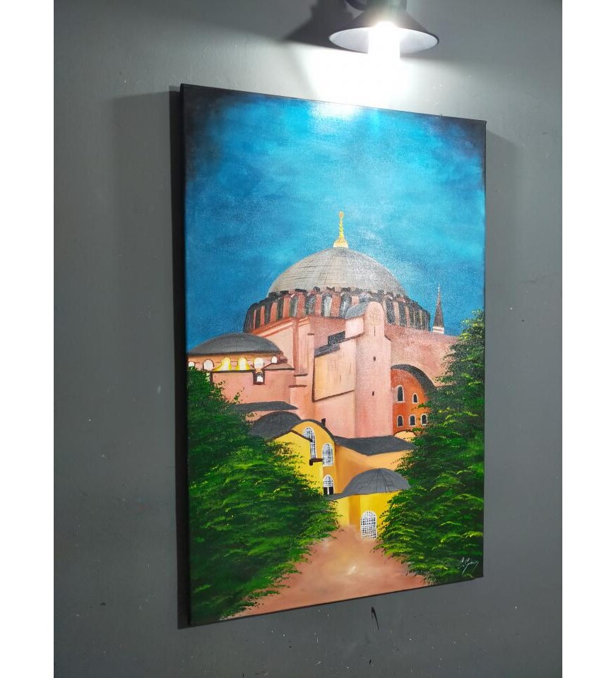Orijinal Tablo Renkli 70x110 cm El Yapımı Tuval Tablo Akşamüstü