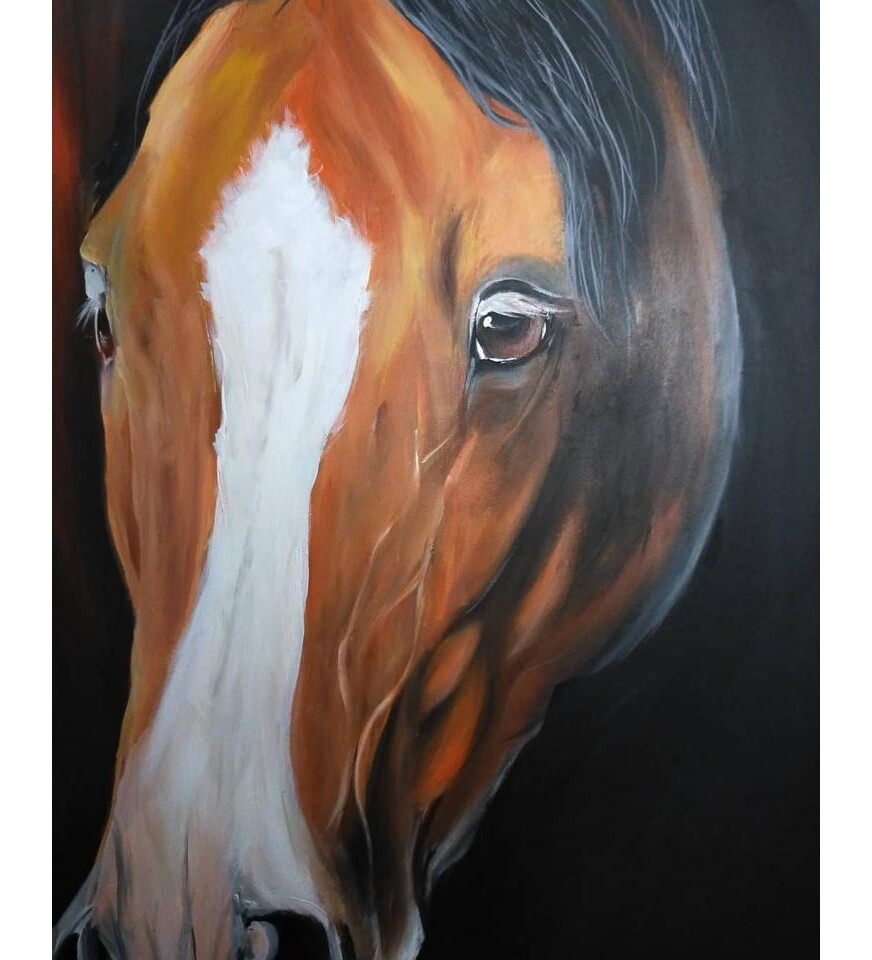 Orijinal Tablo Renkli 90x120 cm El Yapımı Tuval Tablo At