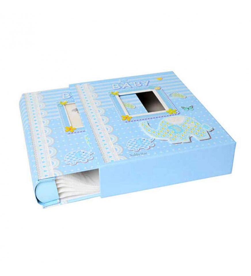 Kişiye Özel 10 Foto Hediyeli 100lük Kutulu Bebek Albümü - 15X21 cm - Pembe ve Mavi
