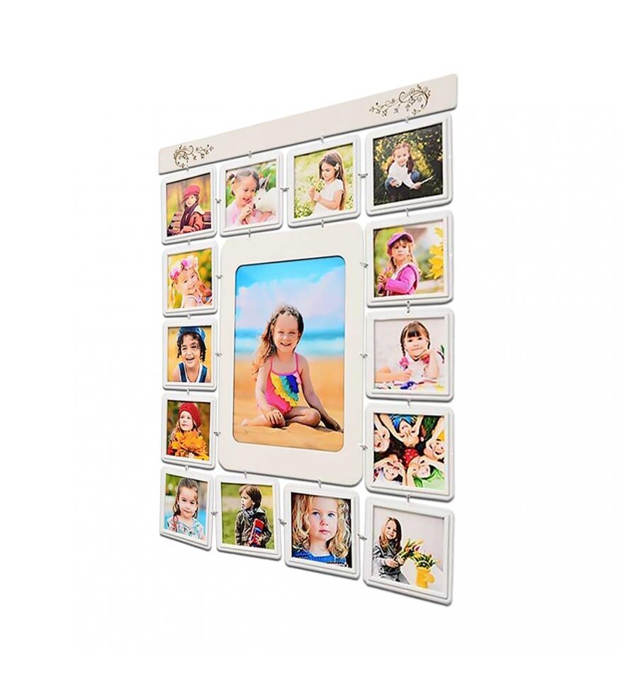 Kişiye Özel 15 Adet Foto Hediyeli Vıntage 14+1 Kolaj Dikey Çoklu Duvar Fotoğraf Çerçevesi 35x47