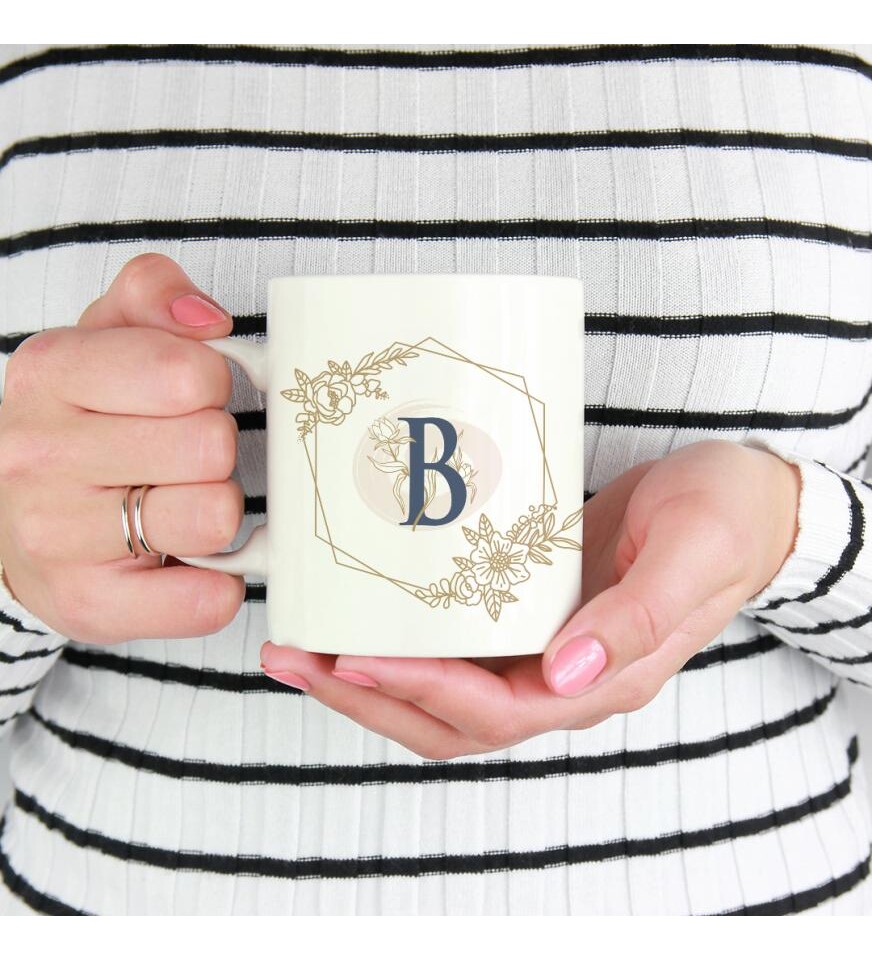 Kişiye Özel Altıgen B Harfi Temalı Baskılı Kupa HK128