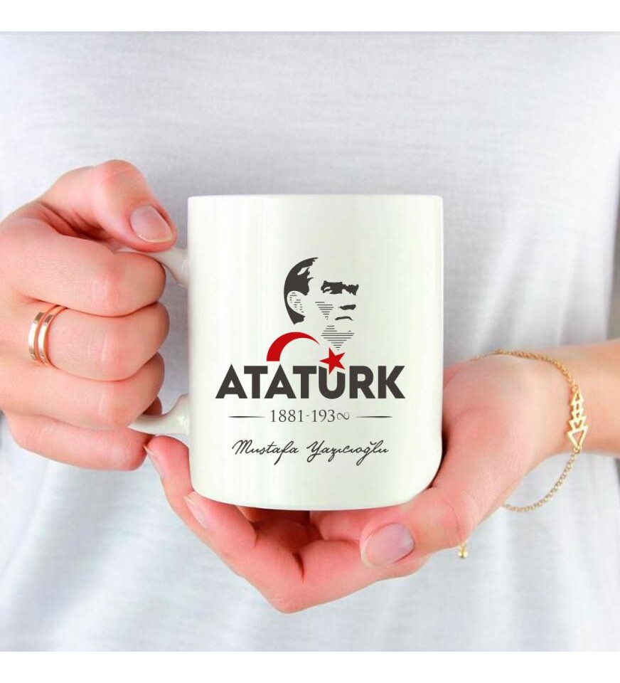 Kişiye Özel Atatürk 10 Kasım Özel Baskılı Porselen Beyaz Kupa Bardak HK2304