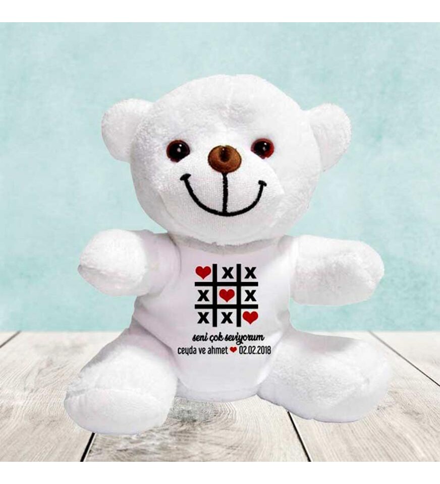Kişiye Özel Baskılı Peluş Beyaz Ayı