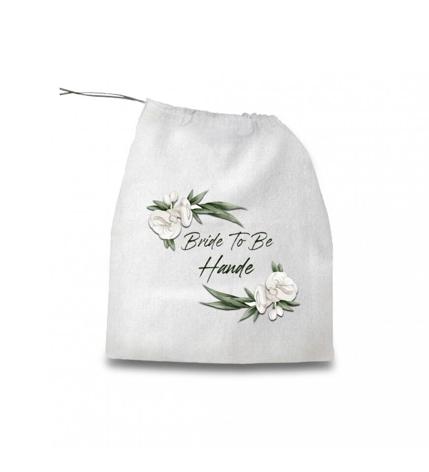 Kişiye Özel Bridal Shower Hatırası Büzgülü Bez Hediye Kesesi 30x35 cm HK2154