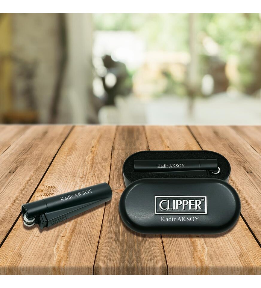 Kişiye Özel Clipper Metal Siboplu Siyah Çakmak