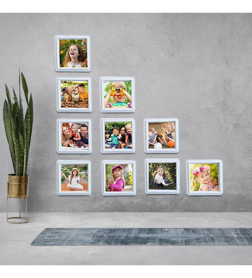 Kişiye Özel Fotoğraf Baskılı 15li Beyaz Mini Sök Tak Kare Çerçeve