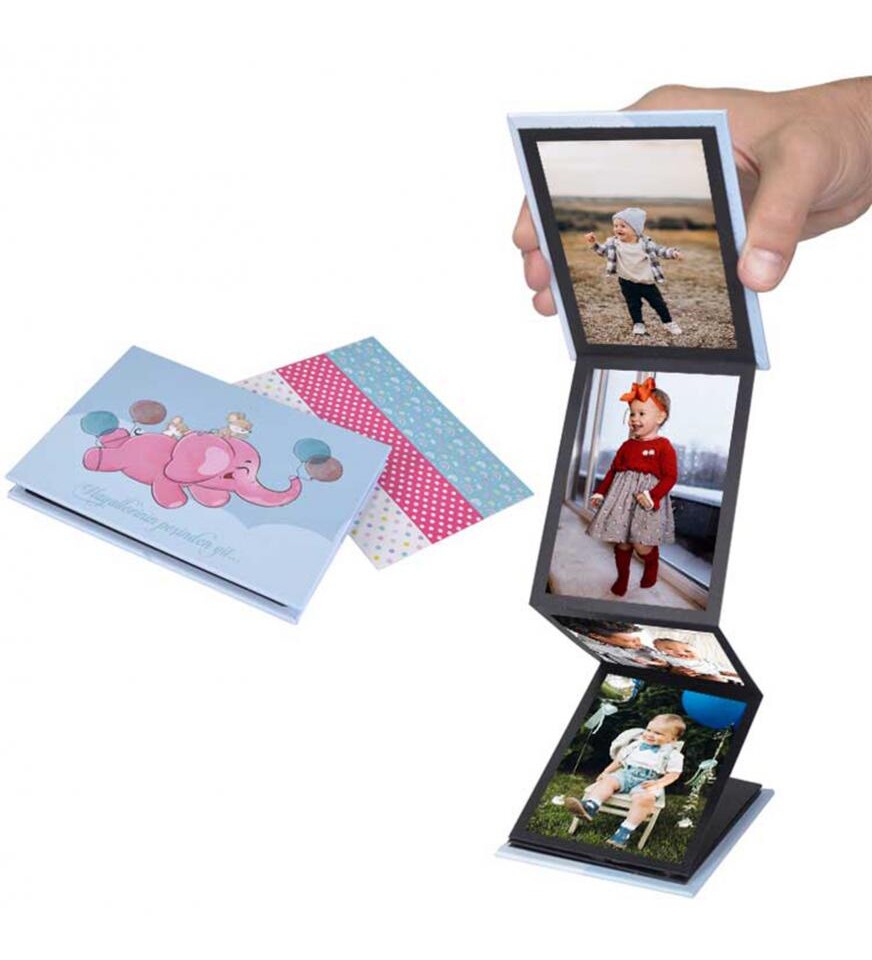 Kişiye Özel Fotoğraf Baskılı Filli Mini Akordiyon Fotoğraf Albümü
