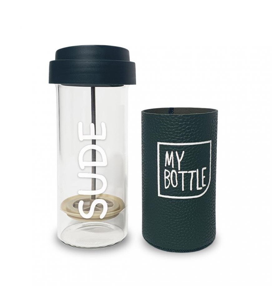 Kişiye Özel French Press My Bottle Deri Kılıflı 450 ml