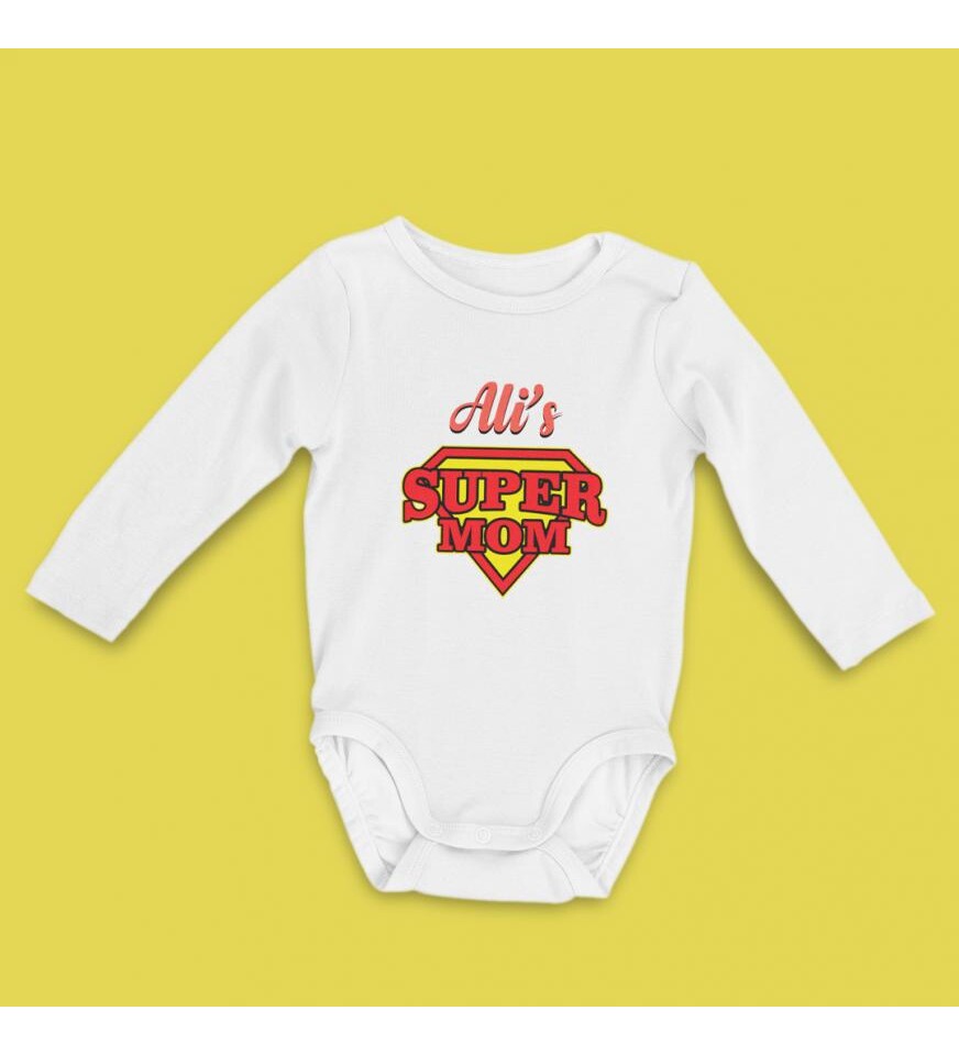 Kişiye Özel Super Mom Pamuklu Bebek Zıbını HK2176