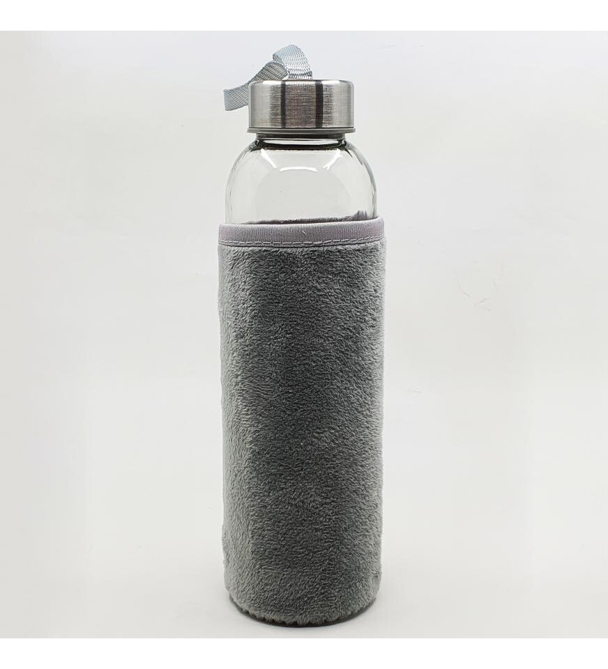 Peluş Kılıflı Cam Su Şişesi 500 ml