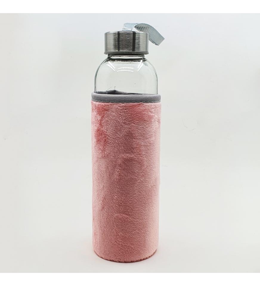 Kişiye Özel İsimli Peluş Kılıflı Cam Matara 500 ml