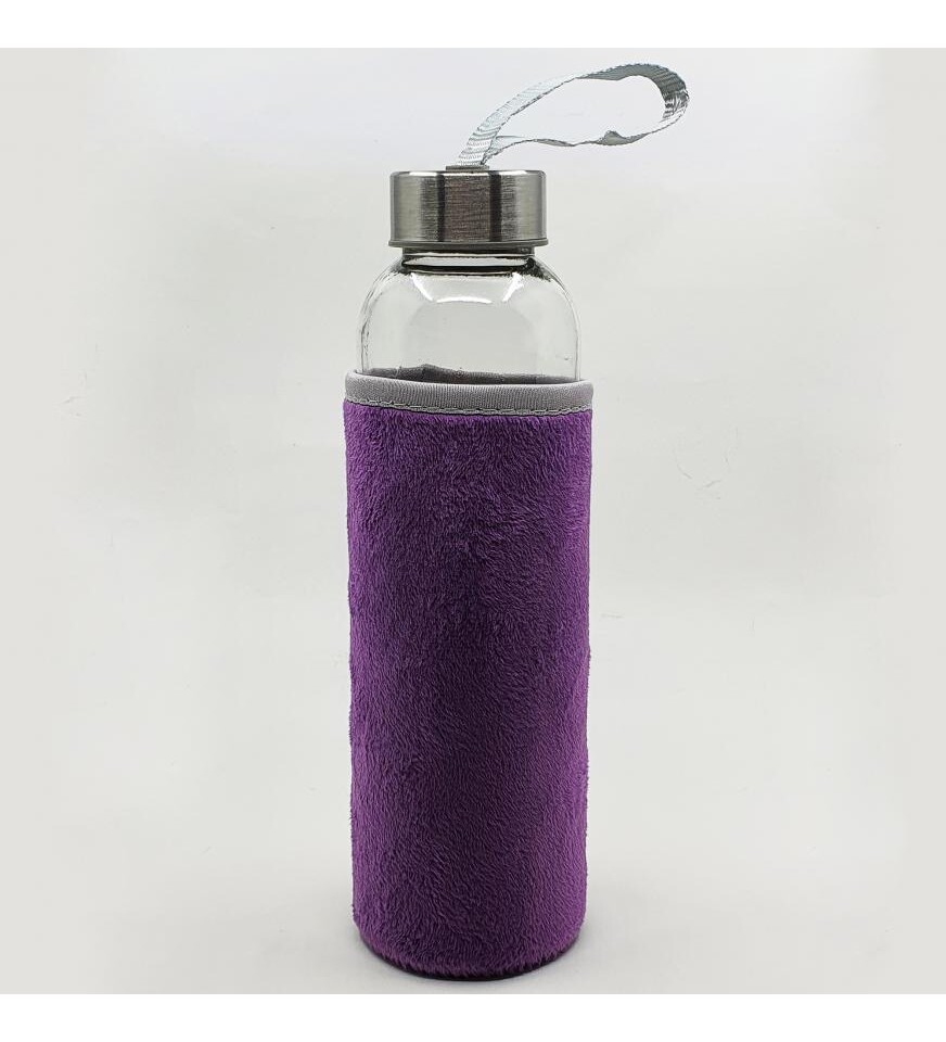 Kişiye Özel İsimli Peluş Kılıflı Cam Matara 500 ml