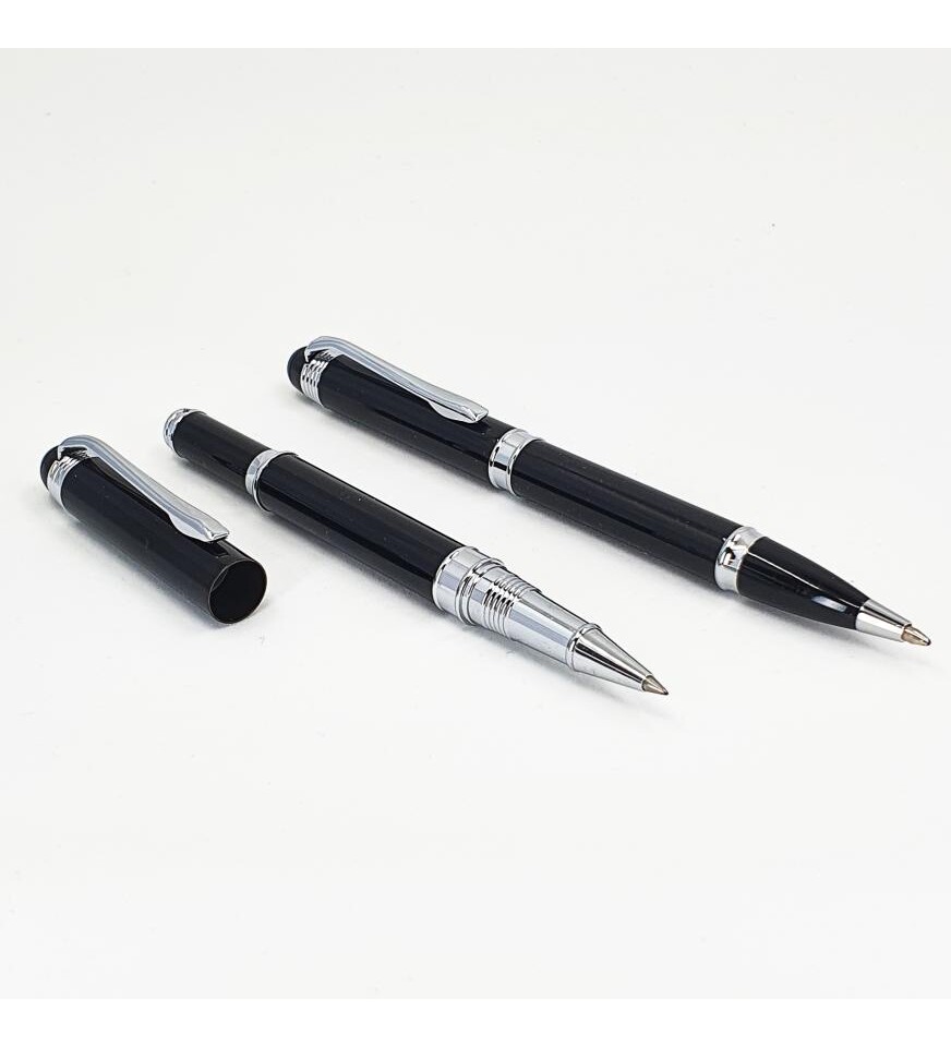 Siyah Metal Roller & Tükenmez Kalem Seti HK336