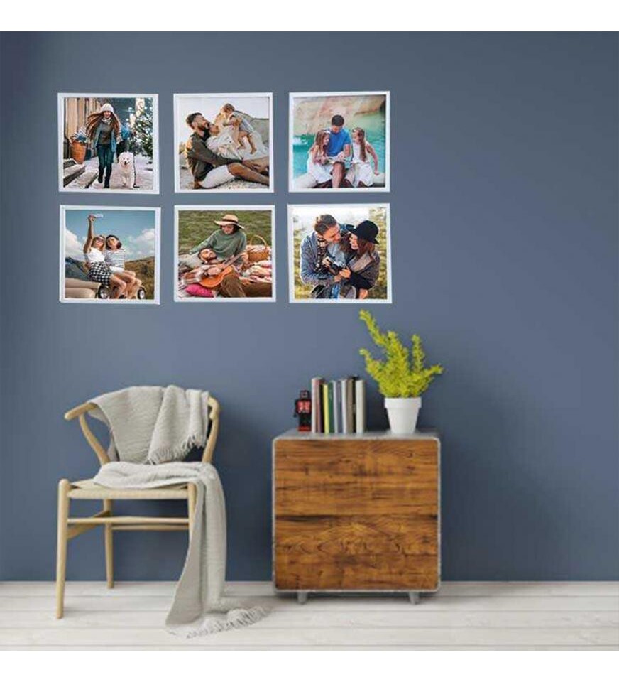Yapışan Sök Tak Kare Çerçeve - Beyaz 3Lü Paket