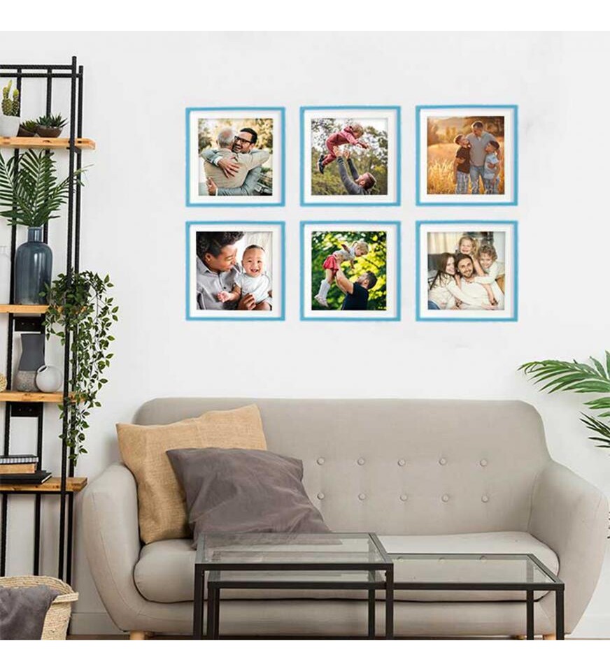Yapışan Sök Tak Kare Çerçeve - Mavi 3Lü Paket