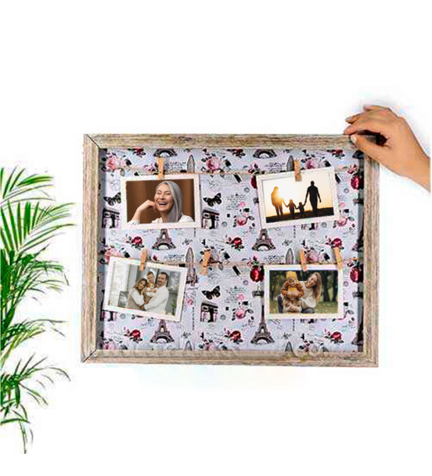 Anneler Günü Özel Ahşap Hasır Duvar Fotoğraf Çerçevesi 37x47 (4 ADET FOTO BASKILI) HK2664