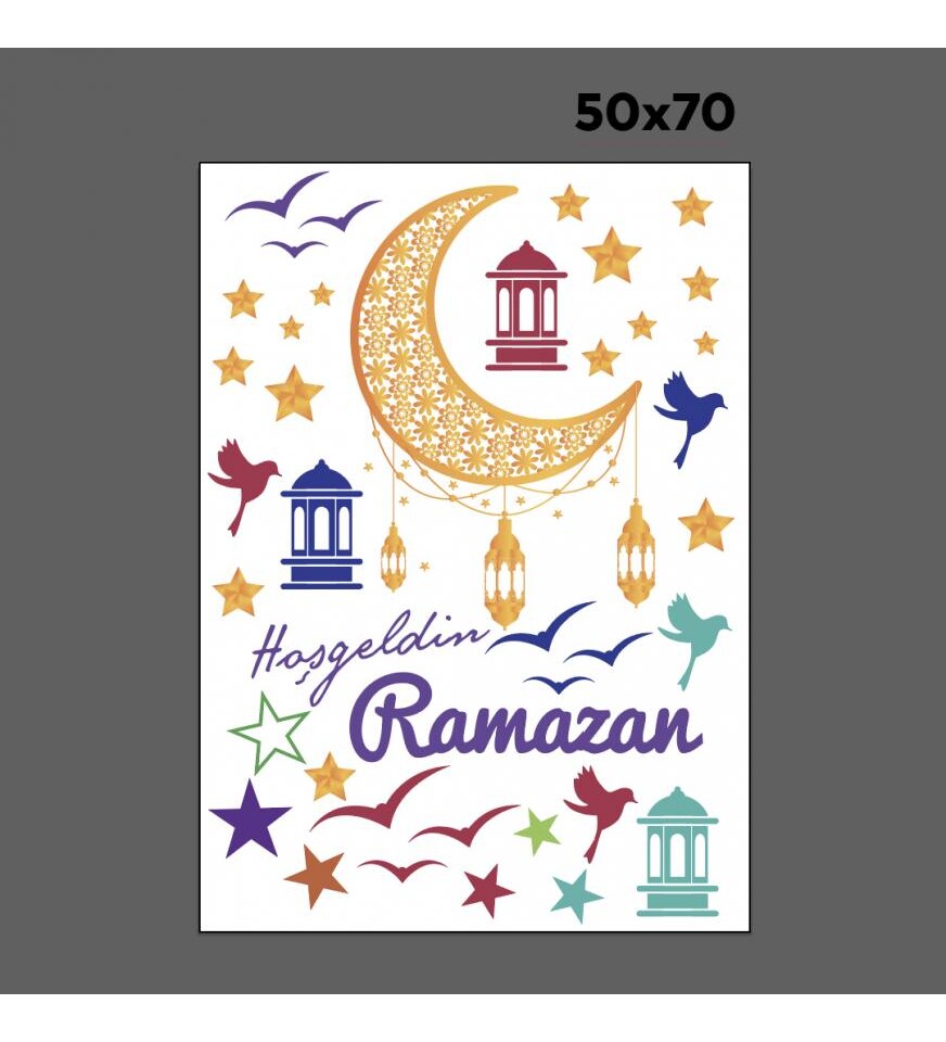 Hoşgeldin Ramazan Cam - Duvar Sticker Seti HK2555