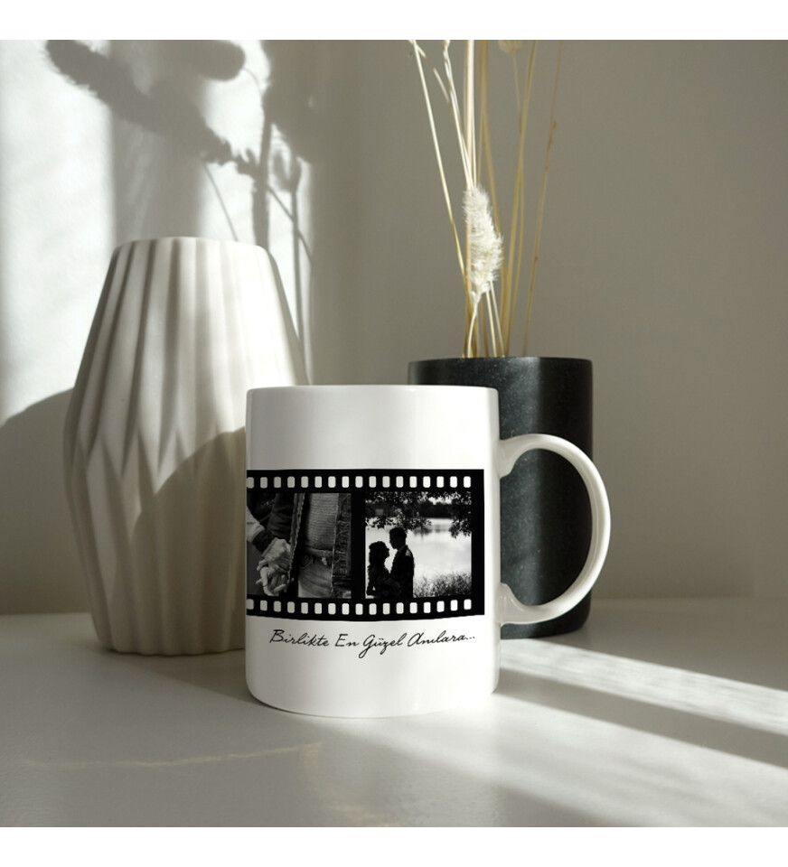 Kişiye Özel 4 Fotoğraflı Film Şeridi Temalı Kupa Bardak HK5002