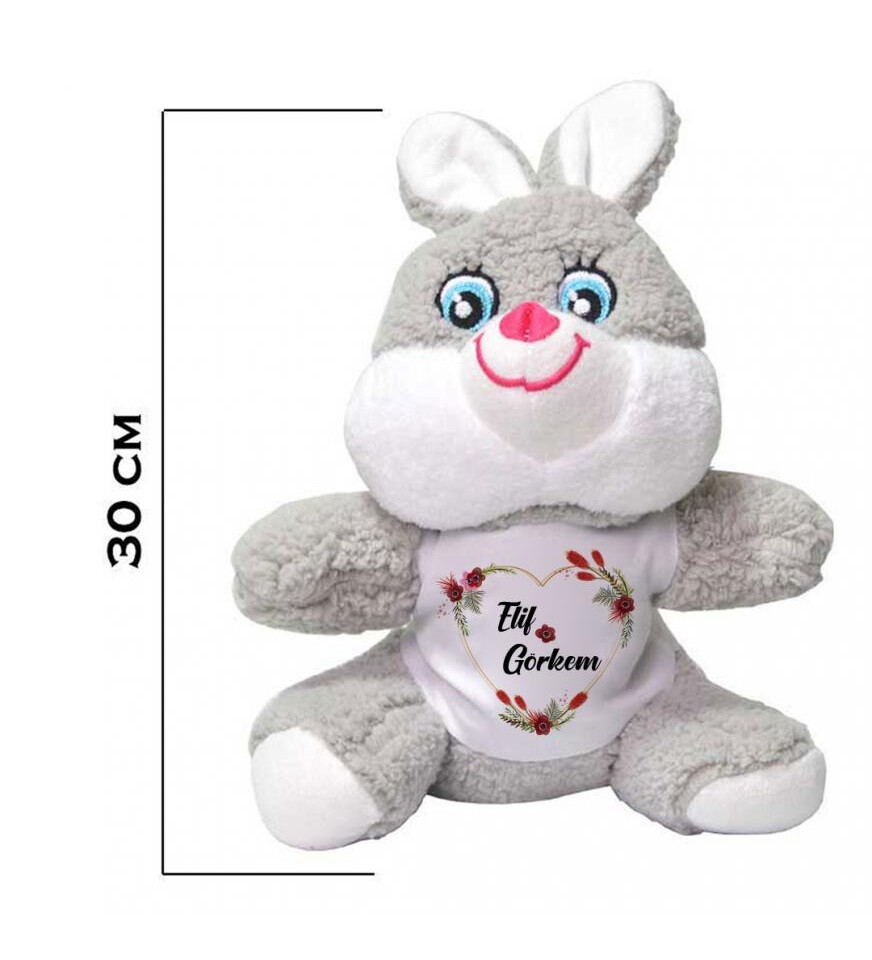 Kişiye Özel İsim Baskılı Sevgili Temalı Peluş Tavşan HK2454