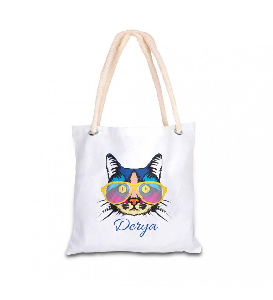 Kişiye Özel Kedi Baskılı Bez Kol Çantası 40x40 cm HK2357