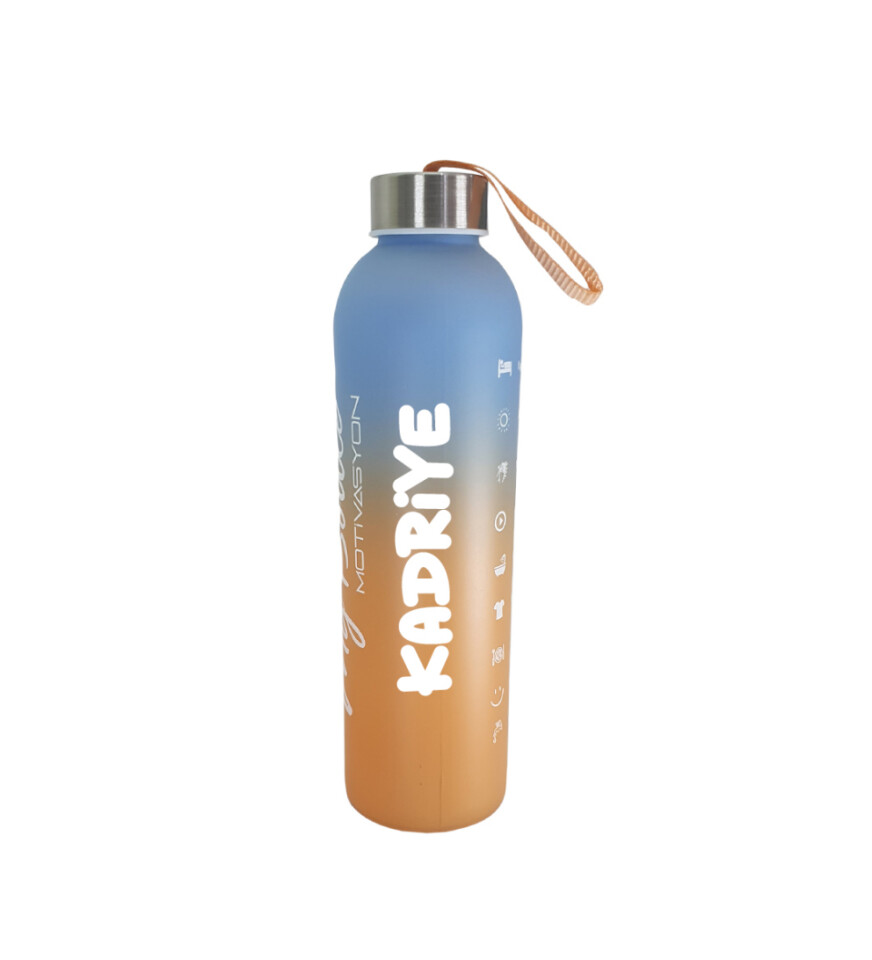 Kişiye Özel Renkli 750 ml Motivasyon Cam Su Matarası HK2708