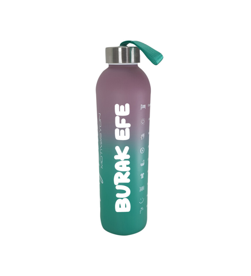 Kişiye Özel Renkli 750 ml Motivasyon Cam Su Matarası HK2708