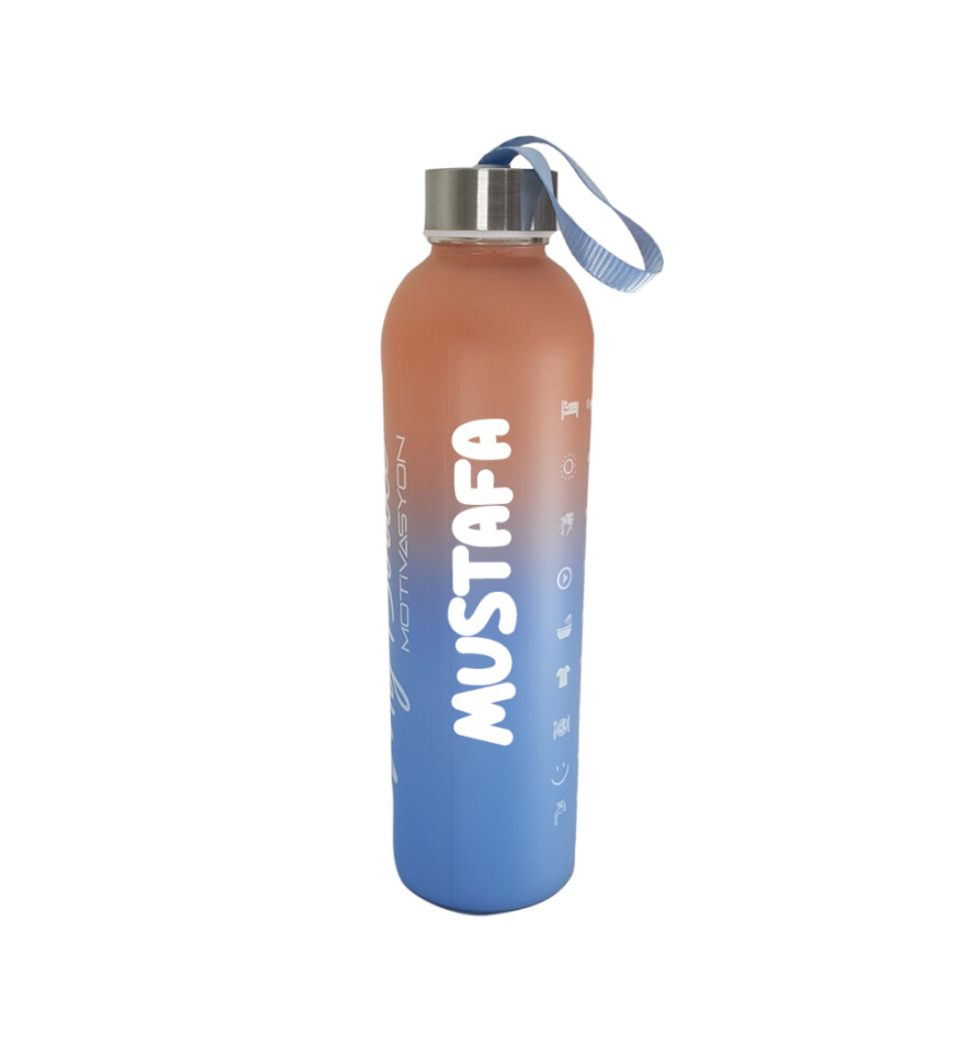 Kişiye Özel Renkli 750 ml Motivasyon Cam Su Matarası HK2708