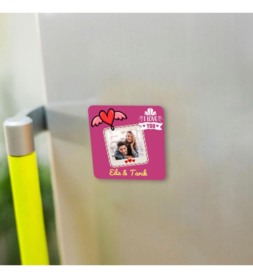 Kişiye Özel Sevgililer Günü Özel Baskılı 6x6 Kare Magnet 2 Adet HK2516