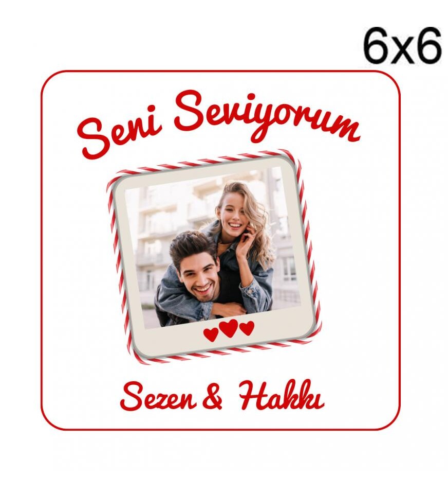Kişiye Özel Sevgililer Günü Özel Baskılı 6x6 Kare Magnet 2 Adet HK2518