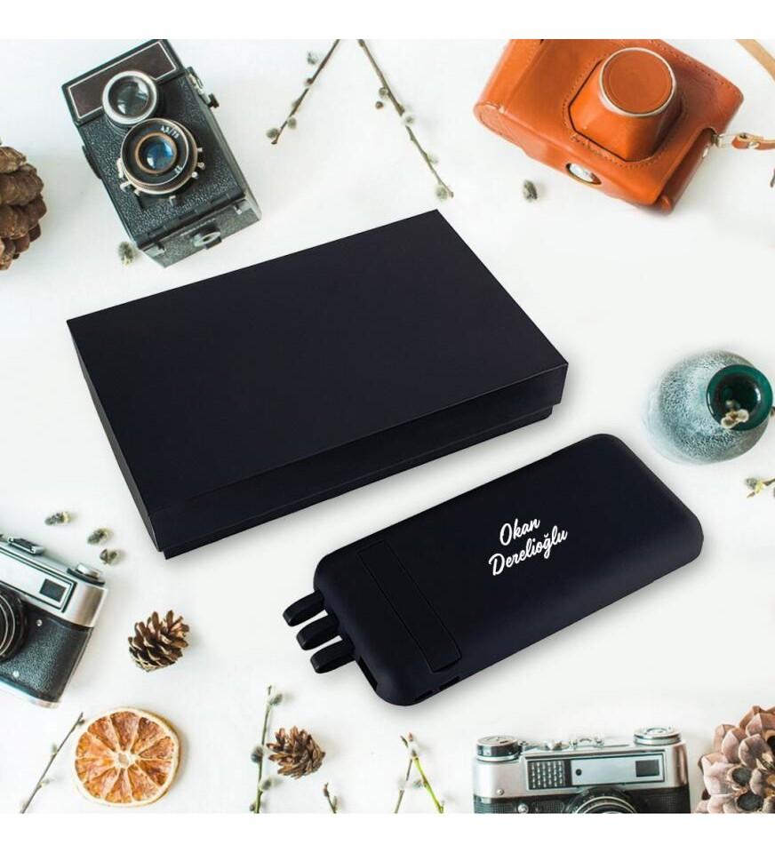 Kişiye Özel Vantuzlu Wireless Siyah Powerbank 10,000 mAh HK2465