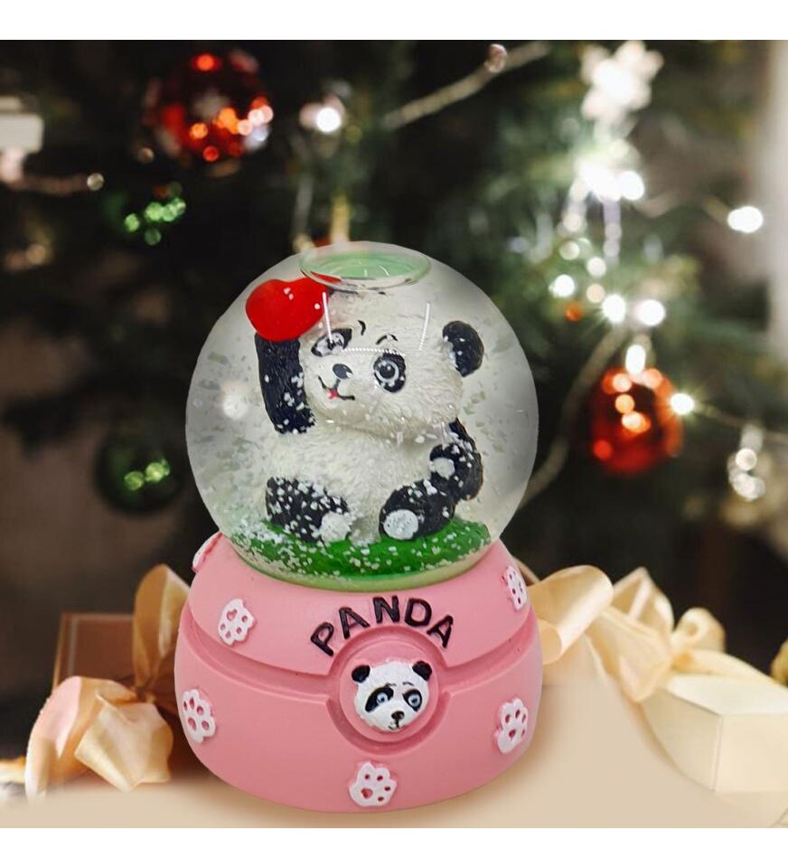 Panda Kalpli Renk Değiştiren Işıklı Kar Küresi