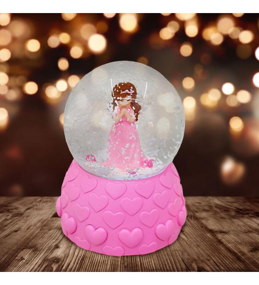 Pembe Peri Işıklı Romantik Kar Küresi