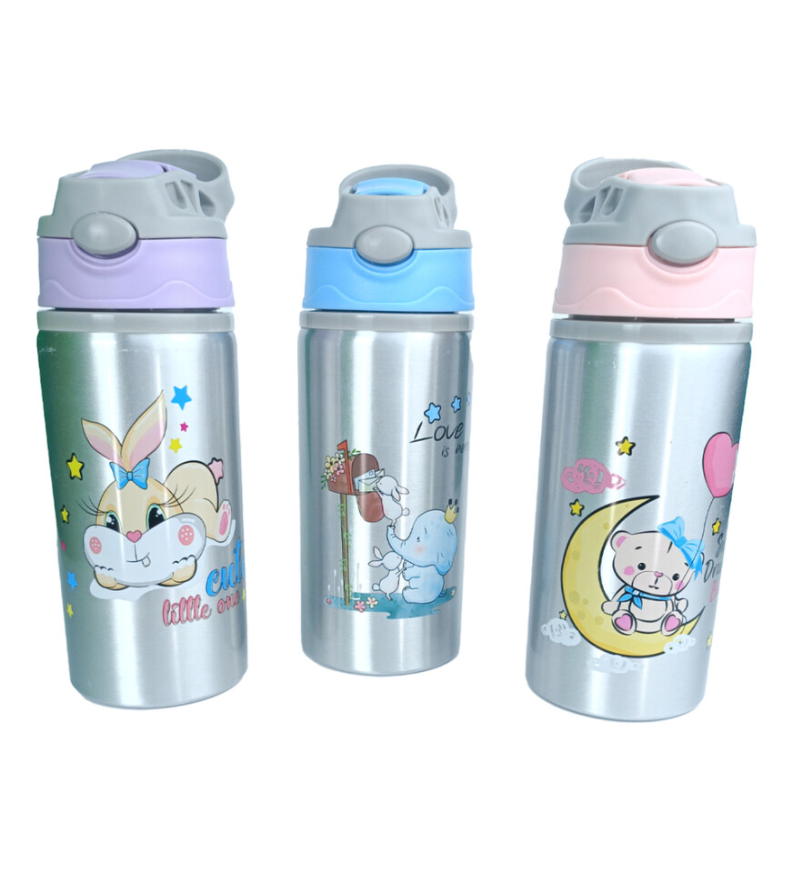 Pipetli, Figürlü 500 ml Metal Matara HK2907