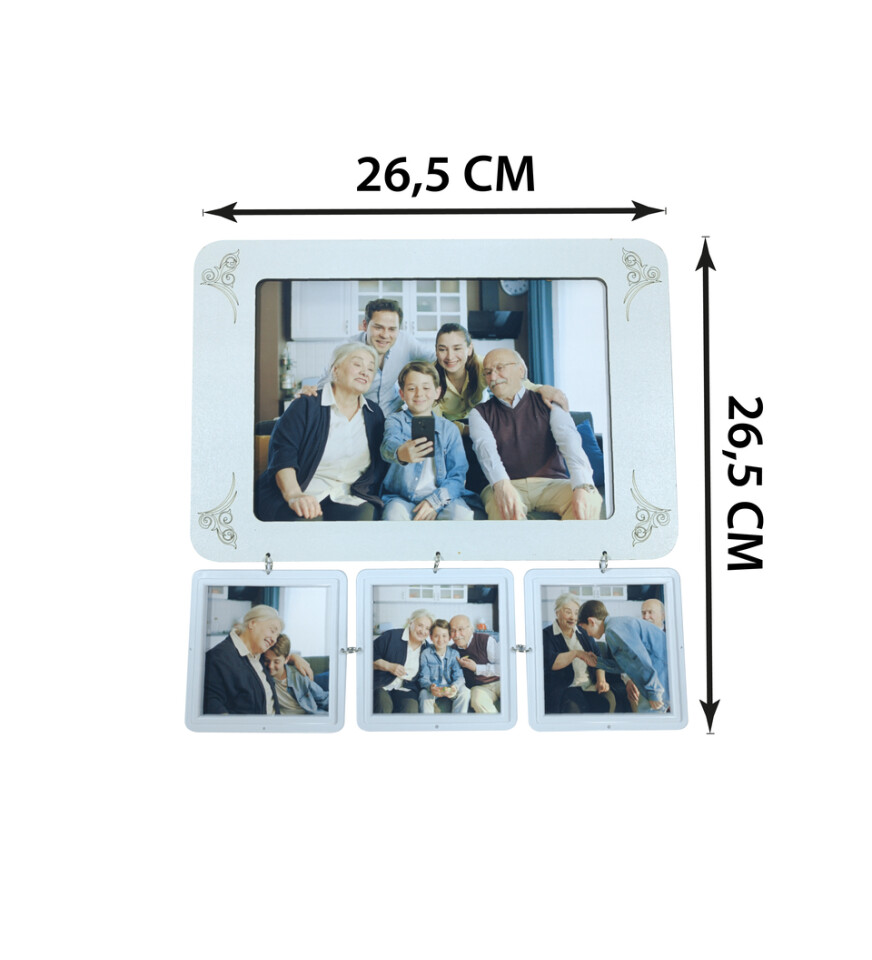 FOTO BASKILI Vintage 3+1 Kolaj Çoklu Fotoğraf Çerçevesi 26,5x26,5 cm HK5020
