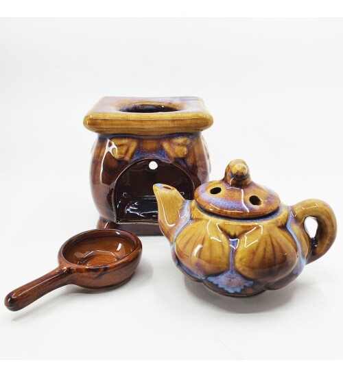 Renkli Demlik Modelli Seramik Buhurdanlık