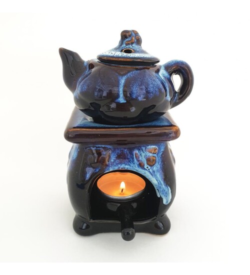 Renkli Demlik Modelli Seramik Buhurdanlık