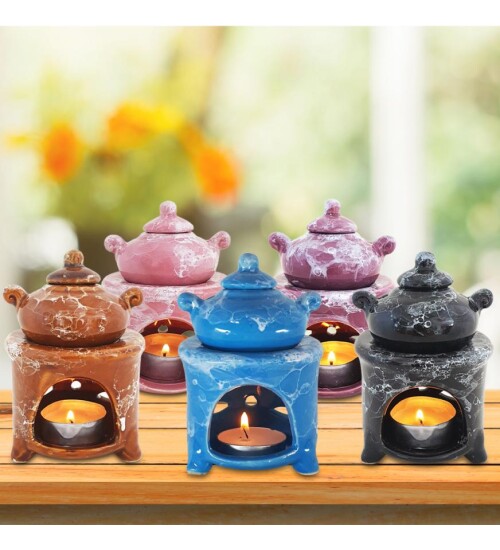 Renkli Demlik Modelli Seramik Buhurdanlık HKC0569