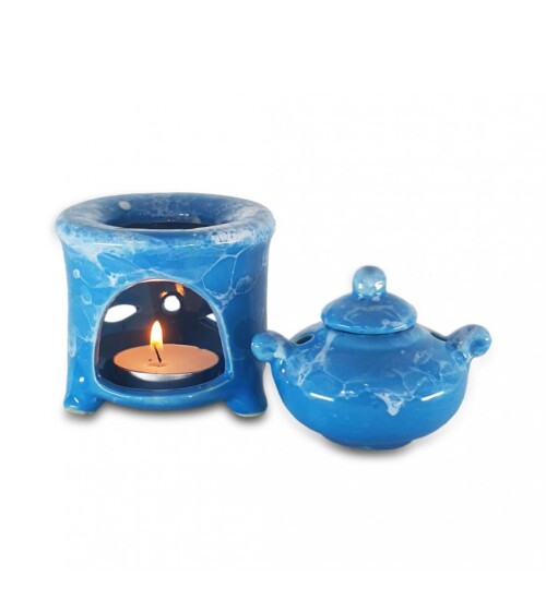 Renkli Demlik Modelli Seramik Buhurdanlık HKC0569