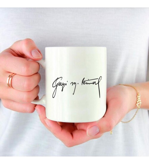 Atatürk Sonsuza Dek Baskılı Porselen Beyaz Kupa Bardak HK2306