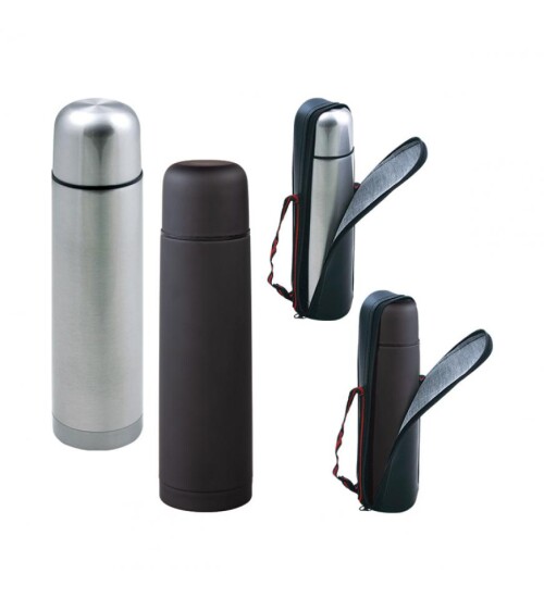 Bardak Kapaklı Deri Kılıflı 500 Ml Çelik Termos