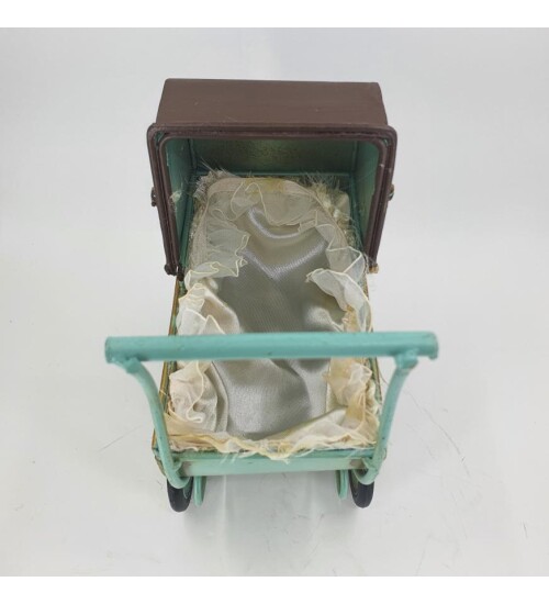 Mavi Dekoratif Metal Bebek Arabası